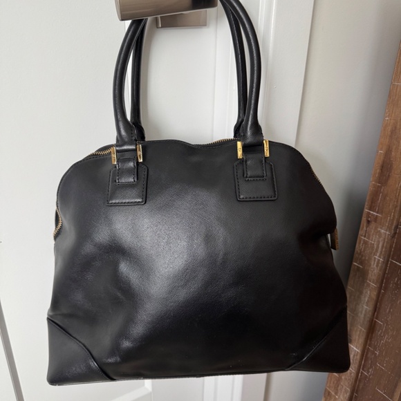 Tory Burch Robinson Black Saffiano Leather Domed Satchel Bag - Picture 2 of 6